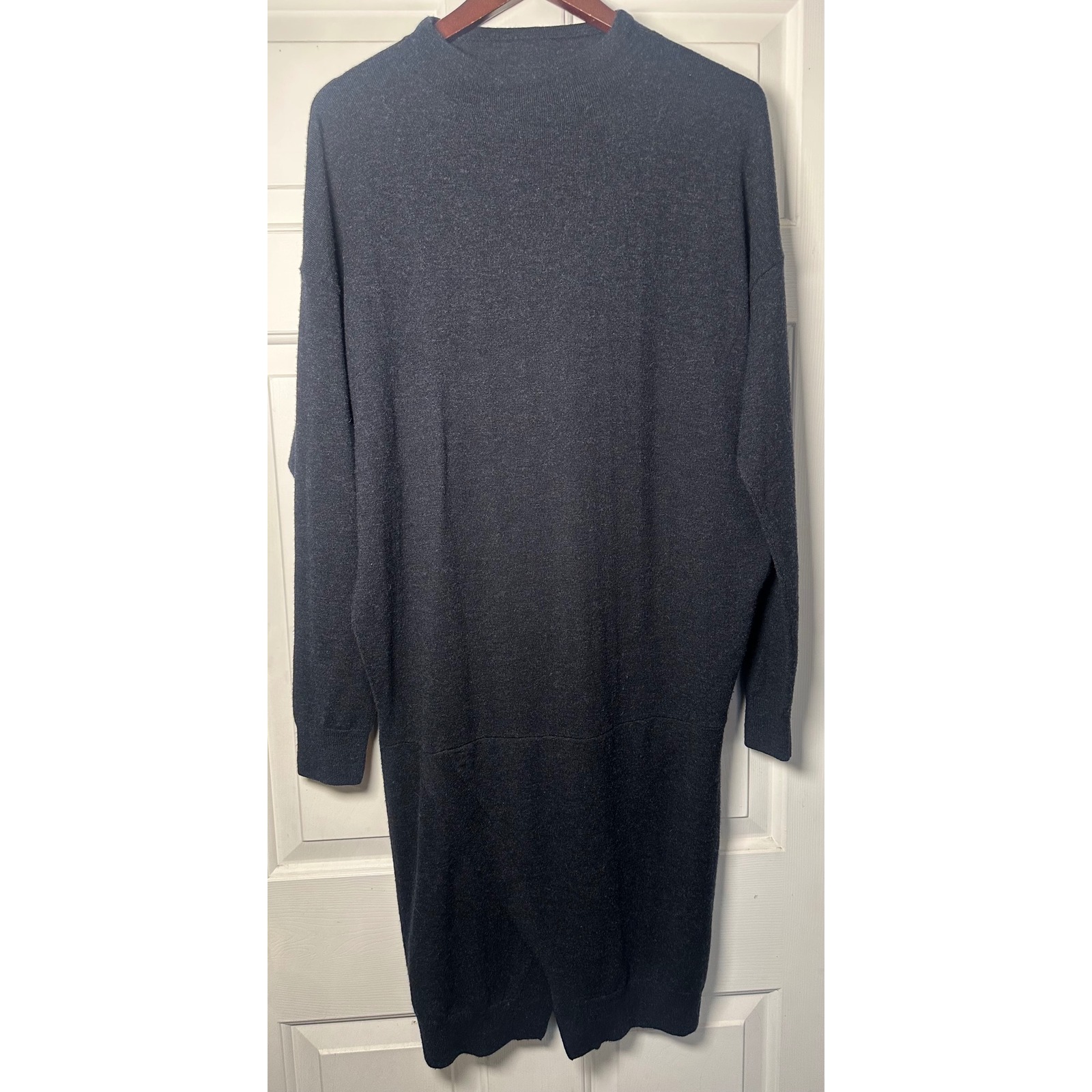 Allsaints Casa Dress Black Wool Cashmere Knit Sweater Dress Uk 14 Us 10